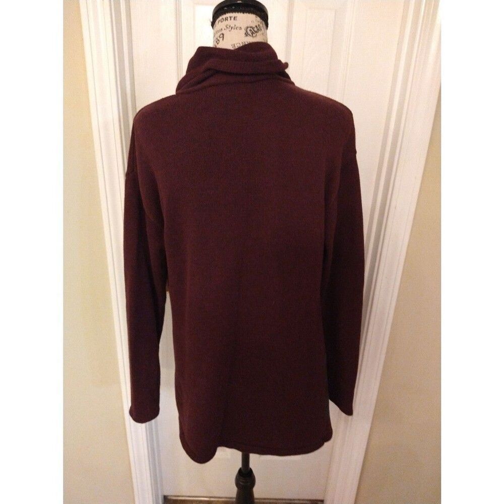 Cabi burgundy fringed cowlneck small sweater Boho Classy Cozy - Picture 7 of 11